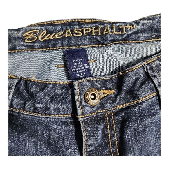 Blue Asphalt Straight Leg - Sz 7 Juniors – Low Rise Dark Wash Streetwear School - Picture 2 of 7